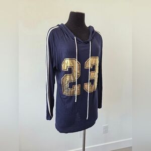 Free Kisses 23 Plus Size 1X Navy Hooded Sweatshirt Lightweight Sporty Casual